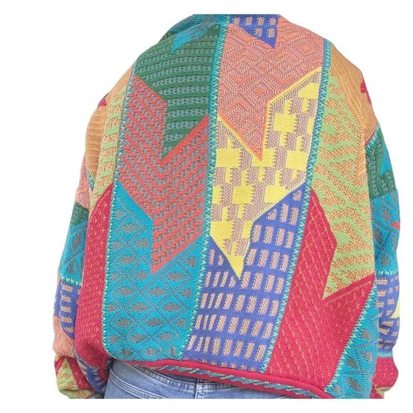 Vintage 1990s Domenic Sacco Sweater XL Multicolor Coogi Style Art Kistchy - Picture 2 of 5